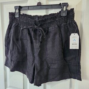 Black Pull-on drawstring shorts